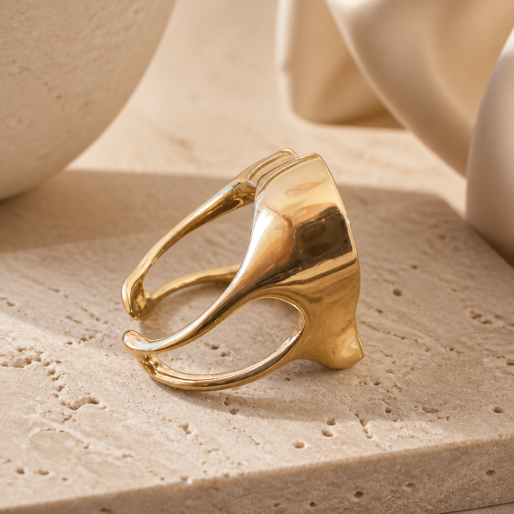 GAS BIJOUX - BAGUE MIRAGE COEUR - DORÉE ET BOIS