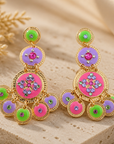 GAS BIJOUX - BOUCLES D'OREILLES SEQUIN TRIPLE DORÉÉS - FLUO