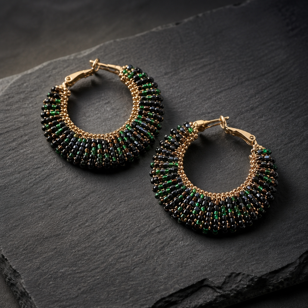 GAS BIJOUX - BOUCLES D'OREILLES CREOLES IZZIA GRAND MODELE - MULTI NOIR-VERT-MARRON