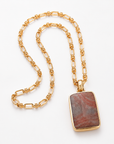 GAS BIJOUX - SAUTOIR AURA DORÉ - JASPE ZEBRE / ROSE