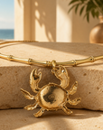 GAS BIJOUX - COLLIER BAMBOU KRABE PETIT MODELE DORÉ - CRABE ZEBRÉ