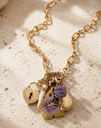 GAS BIJOUX - COLLIER CONSTANTINE DORÉ - PAPILLON MAUVE ET JAUNE