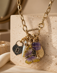 GAS BIJOUX - COLLIER CONSTANTINE DORÉ - PAPILLON MAUVE ET JAUNE