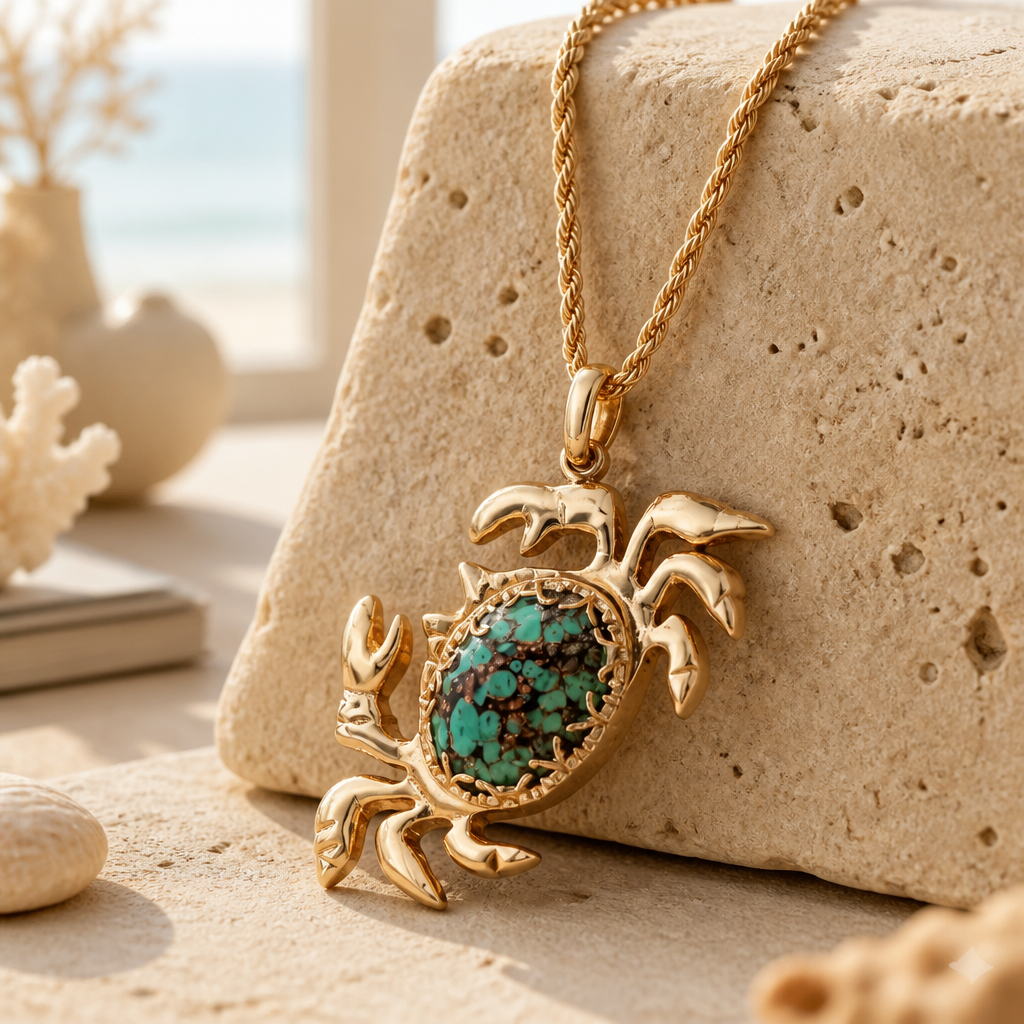 GAS BIJOUX - COLLIER KARAKOS DORÉ - PIERRE EN TURQUOISE MATRICE