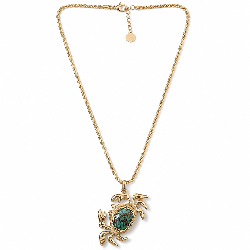 GAS BIJOUX - COLLIER KARAKOS DORÉ - PIERRE EN TURQUOISE MATRICE