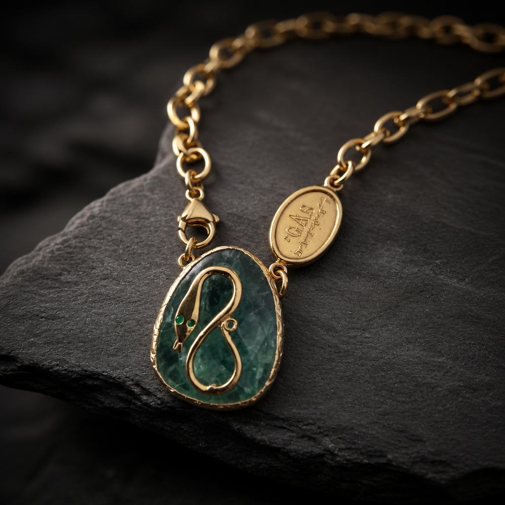 GAS BIJOUX - COLLIER BILLY DORÉ - PIERRE APATITE BLEUE / VERTE