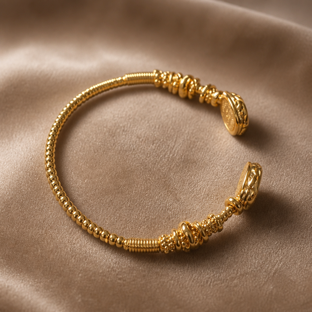 GAS BIJOUX - BRACELET DUALITY TORSADÉ DORÉ GRAND SCARABÉE ÉMAILLÉ