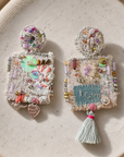 COLLECTION TOPAZE - BOUCLES D'OREILLES "BRODEES OISEAU ET COEUR"