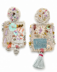 COLLECTION TOPAZE - BOUCLES D'OREILLES "BRODEES OISEAU ET COEUR"