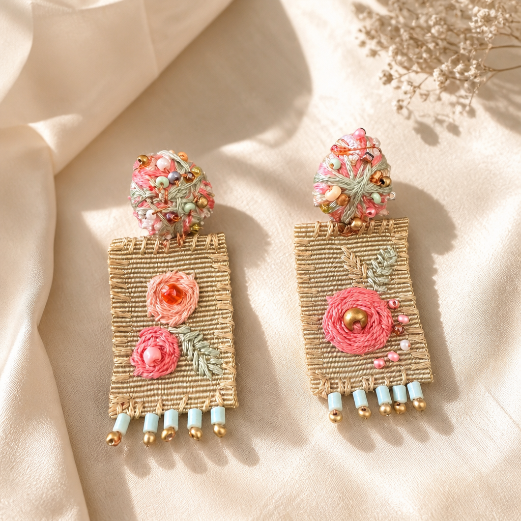 COLLECTION TOPAZE - BOUCLES D'OREILLES " ROSES DORÉES"