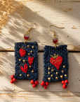 COLLECTION TOPAZE- BOUCLES D'OREILLES "COEUR SACRE DENIM"
