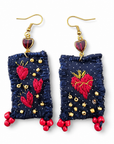 COLLECTION TOPAZE- BOUCLES D'OREILLES "COEUR SACRE DENIM"