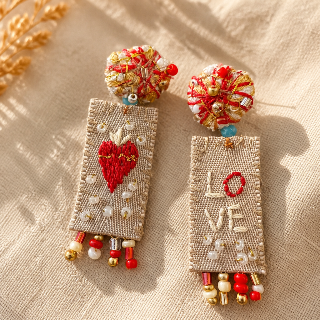 COLLECTION TOPAZE - BOUCLES D'OREILLES " LOVE ET COEUR SACRÉ "