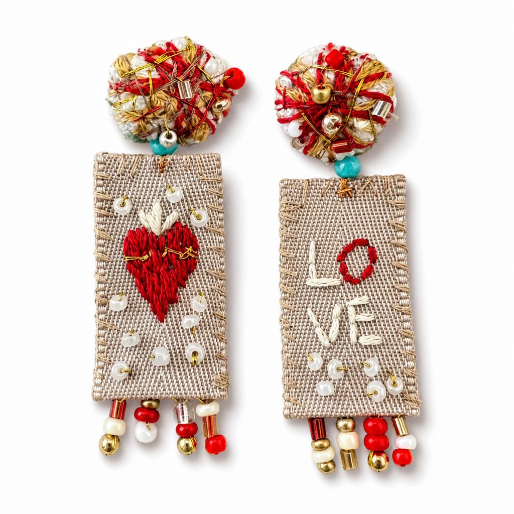 COLLECTION TOPAZE - BOUCLES D'OREILLES " LOVE ET COEUR SACRÉ "