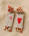 COLLECTION TOPAZE - BOUCLES D'OREILLES " LOVE ROUGE ET OR "