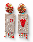 COLLECTION TOPAZE - BOUCLES D'OREILLES " LOVE ROUGE ET OR "