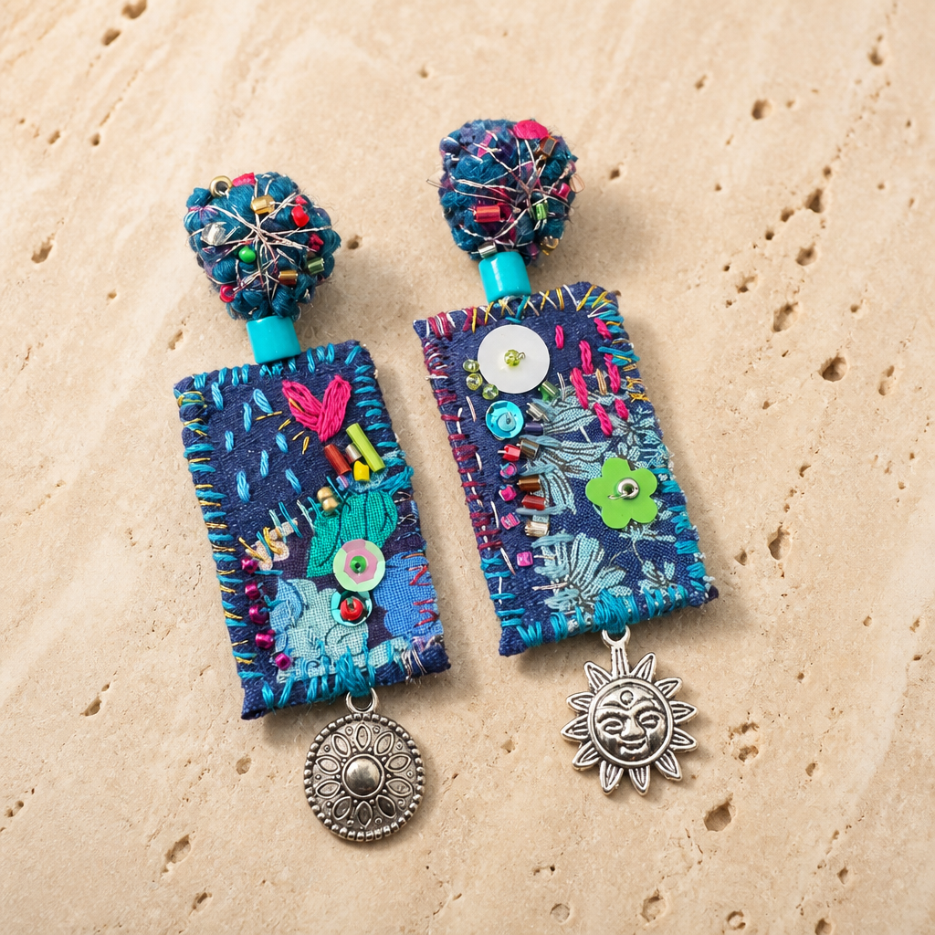 COLLECTION TOPAZE - BOUCLES D'OREILLES "NUIT FLEURIE"