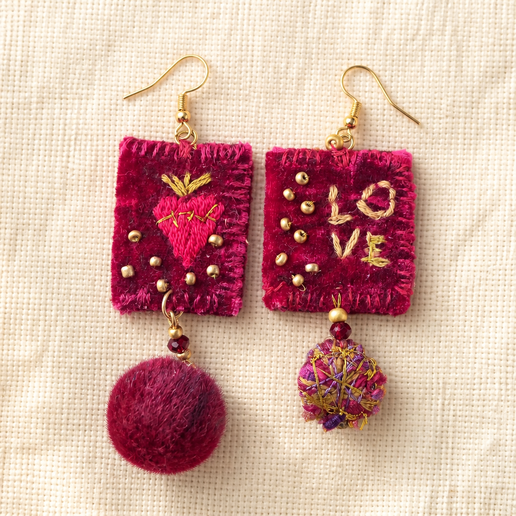 COLLECTION TOPAZE - BOUCLES D'OREILLES " VELOURS GRENAT "