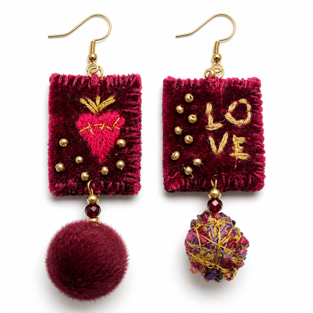 COLLECTION TOPAZE - BOUCLES D'OREILLES " VELOURS GRENAT "