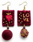 COLLECTION TOPAZE - BOUCLES D'OREILLES " VELOURS GRENAT "