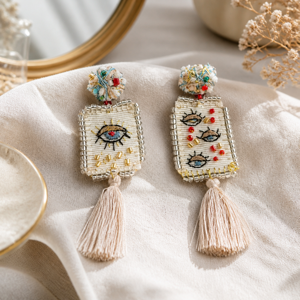 COLLECTION TOPAZE - BOUCLES D'OREILLES " REGARD IVOIRE "