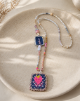 COLLECTION TOPAZE - SAUTOIR "LIFE" COEUR AILÉ ROSE ET MARINE