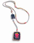 COLLECTION TOPAZE - SAUTOIR "LIFE" COEUR AILÉ ROSE ET MARINE
