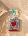 COLLECTION TOPAZE - SAUTOIR "COEUR FLÈCHES" BLEU CIEL ET CORAIL