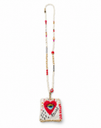 COLLECTION TOPAZE - SAUTOIR "TRUST" COEUR OEIL BLANC ET ROUGE
