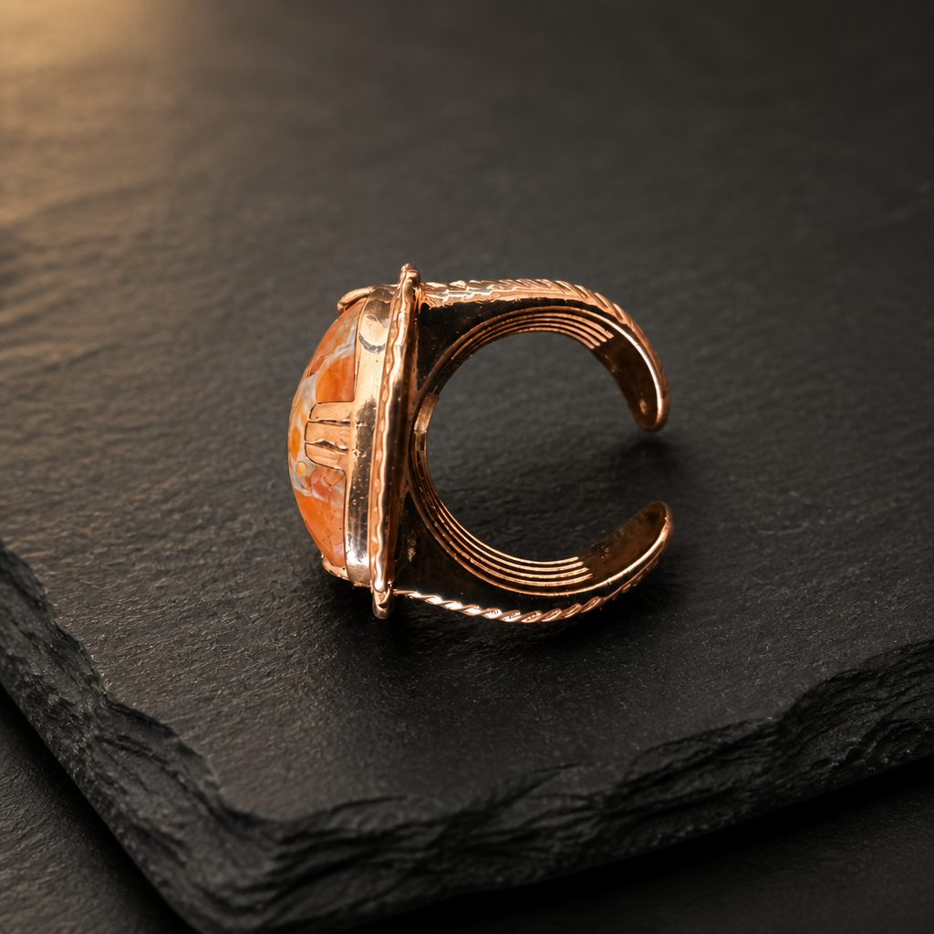GAS BIJOUX - BAGUE ARTY CARREE CHEVALIERE EN JASPE BRECHIQUE - TAILLE L