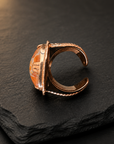 GAS BIJOUX - BAGUE ARTY CARREE CHEVALIERE EN JASPE BRECHIQUE - TAILLE L