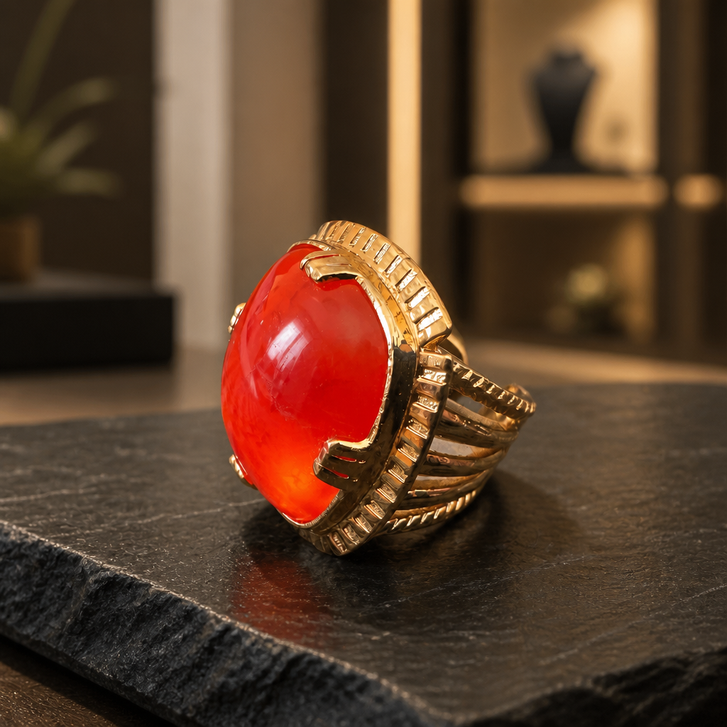 GAS BIJOUX - BAGUE ARTY DORÉE - CORNALINE - TAILLE S