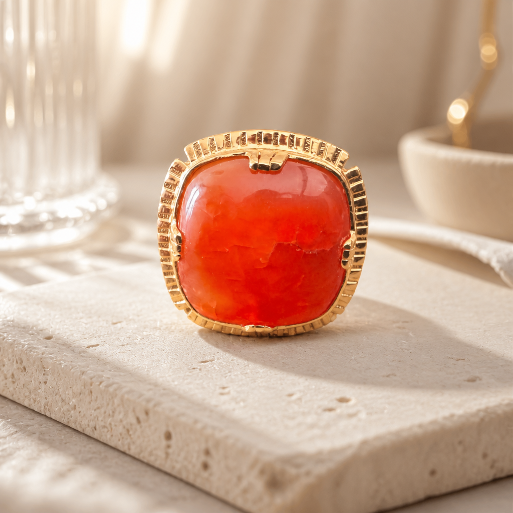 GAS BIJOUX - BAGUE ARTY DORÉE - CORNALINE - TAILLE S