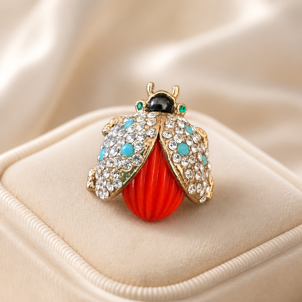 GAS BIJOUX - BROCHE COCCINELLE STRASS