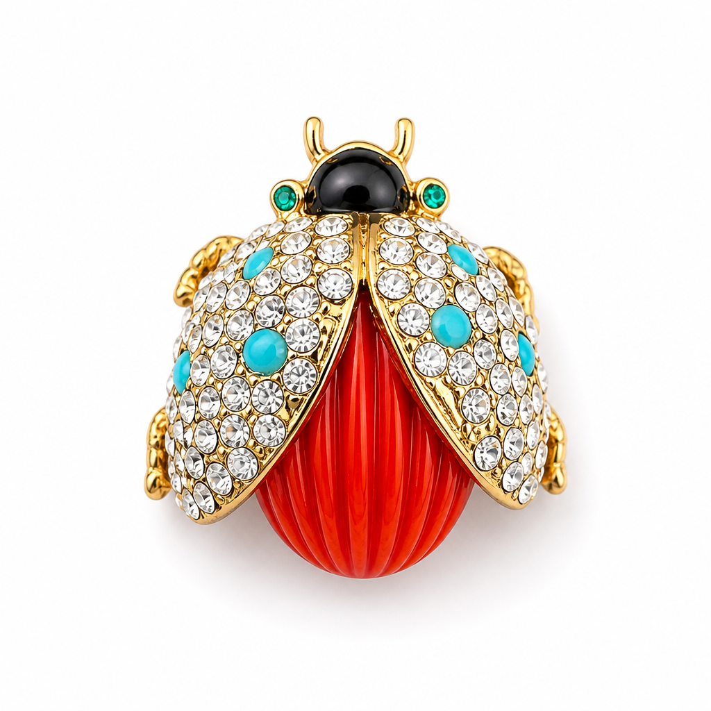 GAS BIJOUX - BROCHE COCCINELLE STRASS