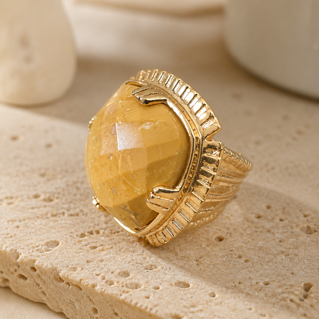 GAS BIJOUX - BAGUE ARTY CAREE CHEVALIERE DORÉE - HOWLITE TEINTEE - TAILLE S