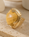 GAS BIJOUX - BAGUE ARTY CAREE CHEVALIERE DORÉE - HOWLITE TEINTEE - TAILLE S