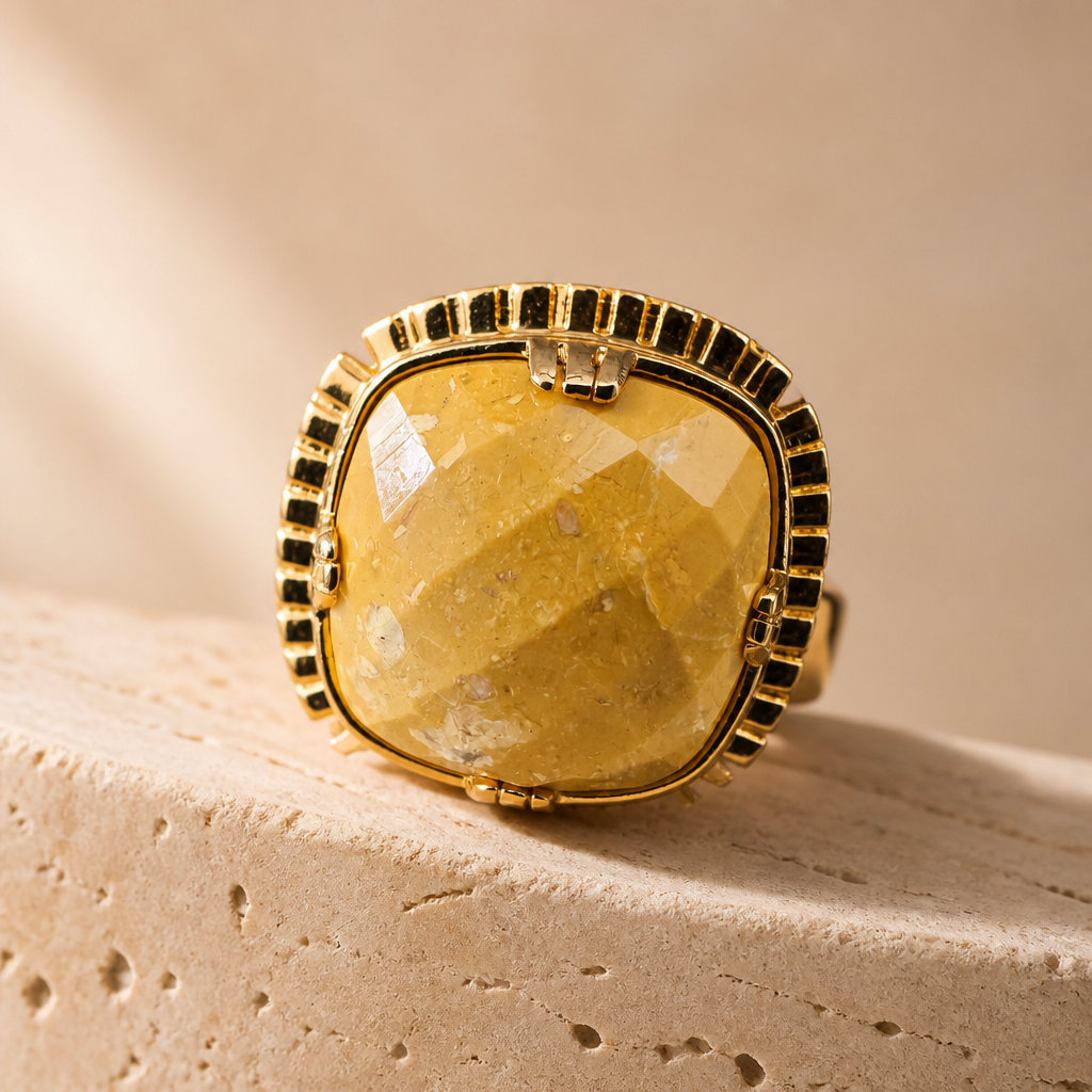 GAS BIJOUX - BAGUE ARTY CAREE CHEVALIERE DORÉE - HOWLITE TEINTEE - TAILLE S