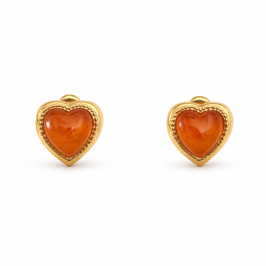 GAS BIJOUX - BOUCLES D'OREILLES PUCES AMORE DORÉES - CORNALINE