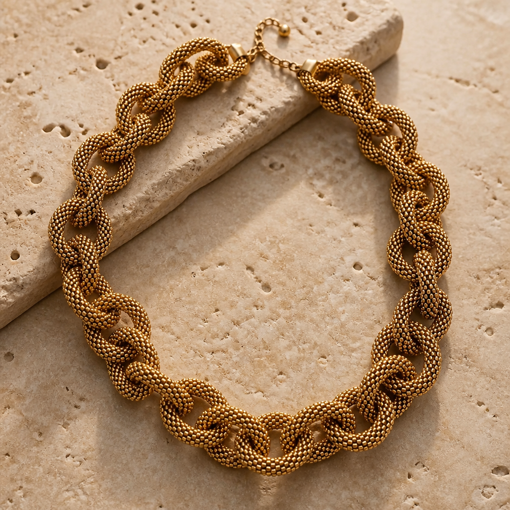 KHARMARI - COLLIER STARDUST MAILLE - OR ANTIQUE