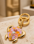 GAS BIJOUX - PORTE CLES TORTUE DORÉ ÉMAILLÉ