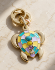 GAS BIJOUX - PORTE CLES TORTUE DORÉ ÉMAILLÉ