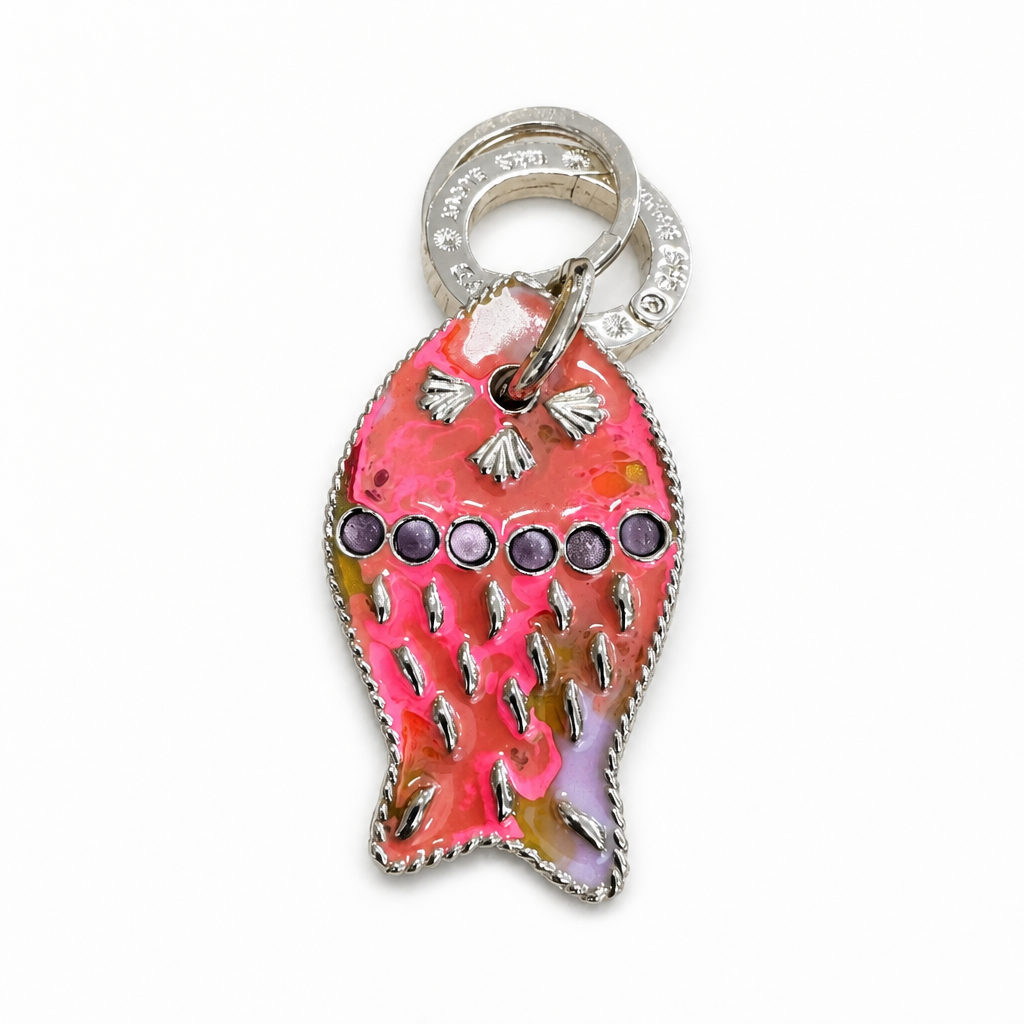 GAS BIJOUX - PORTE CLES DORÉ NEMO - ROSE FLUO - EDITION LIMITEE