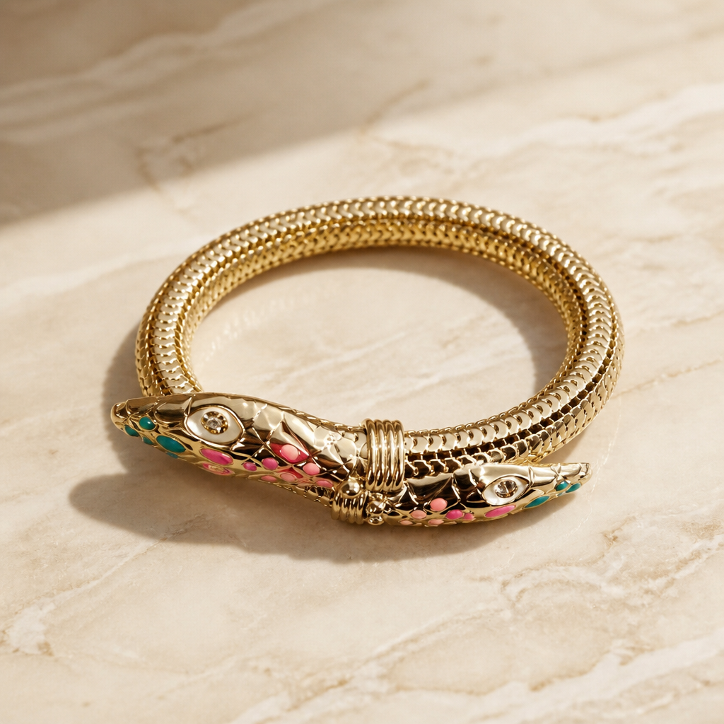 GAS BIJOUX - BRACELET COBRA DORÉ ÉMAILLÉ