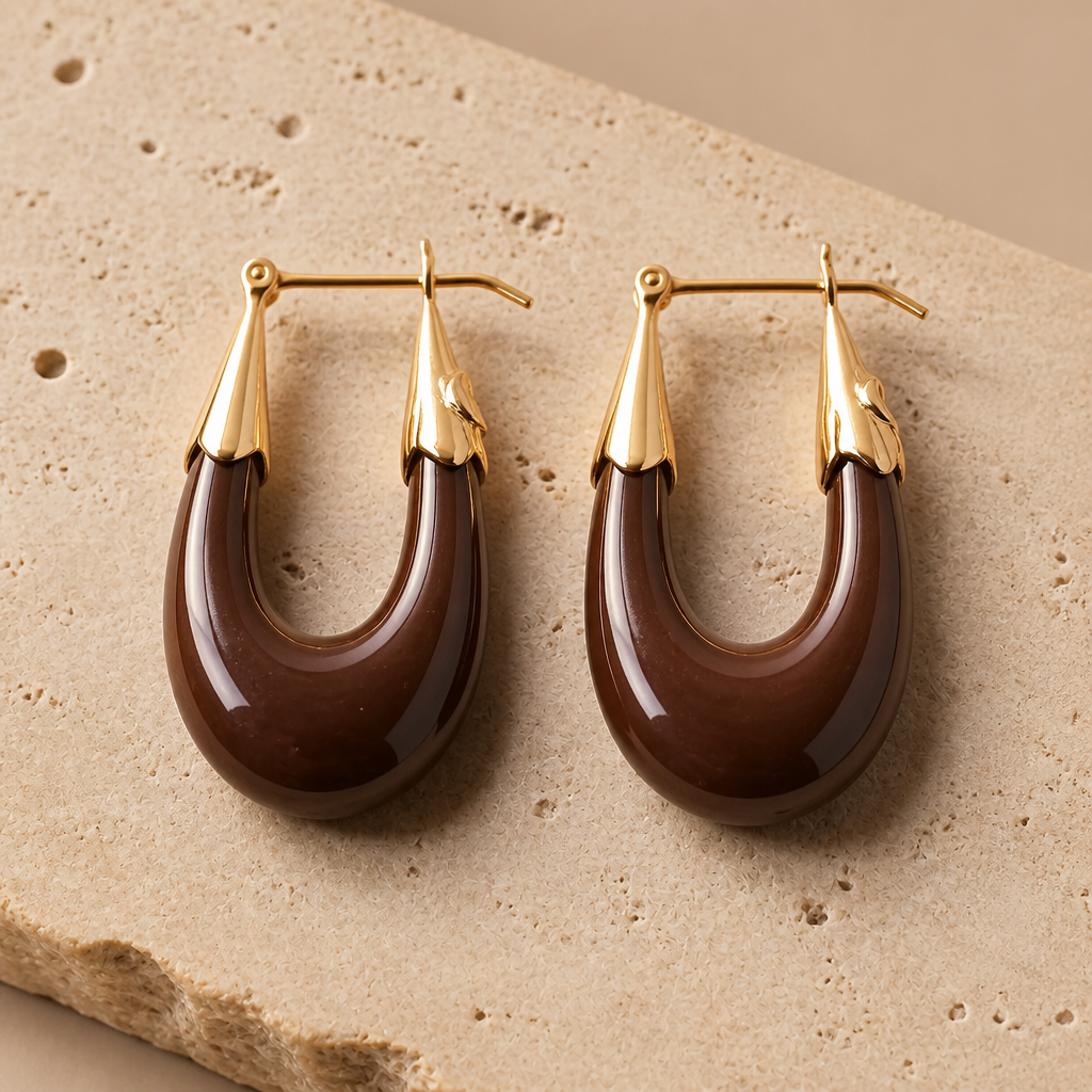 GAS BIJOUX - BOUCLES D'OREILLES ECUME PETIT MODELE - MARRON