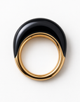 GAS BIJOUX - BAGUE SELVA GRAND MODELE ACÉTATE NOIR - MÉTAL DORÉ - TAILLE 3