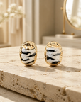 GAS BIJOUX - BOUCLES D'OREILLES PUCES SCARAMOUCHE ÉMAILLÉES - métal doré