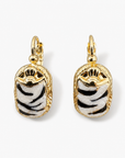 GAS BIJOUX - BOUCLES D'OREILLES SCARMOUCHE ÉMAILLÉES - ZEBRÉES - métal doré