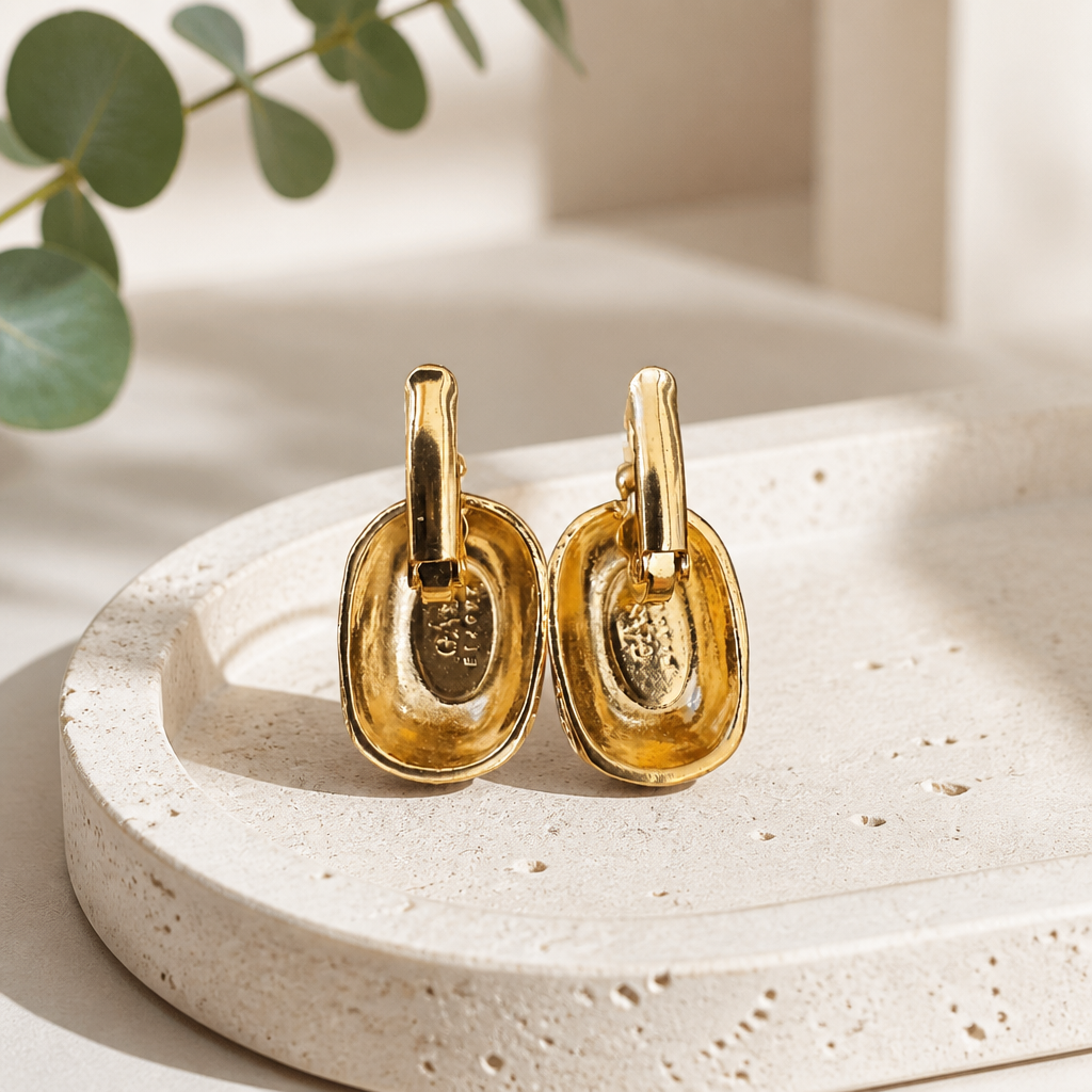 GAS BIJOUX - BOUCLES D'OREILLES SCARMOUCHE ÉMAILLÉES - ZEBRÉES - métal doré