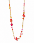 GAS BIJOUX - SAUTOIR VICTORIENN- ROSE ET ROUGE - métal doré
